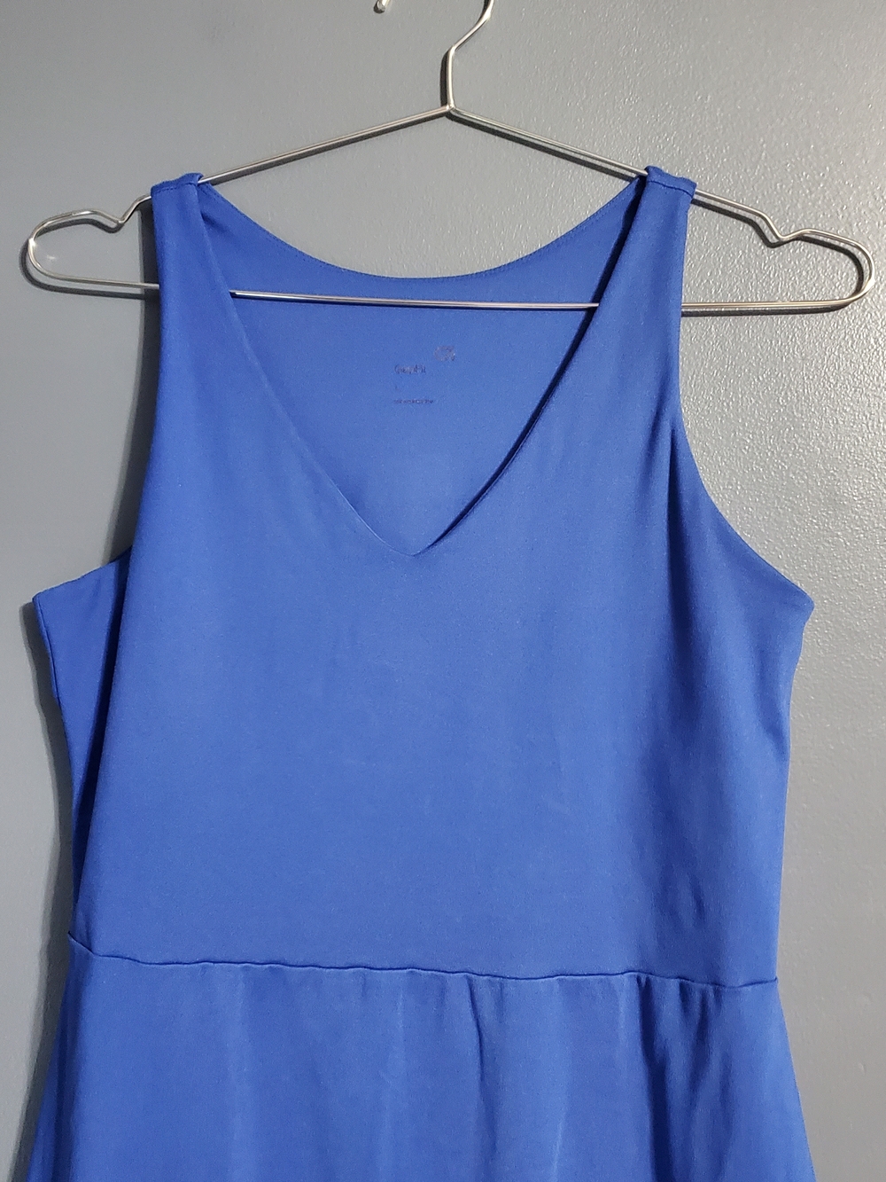 GAP Fit Sleeveless V-Neck Mini Dress in Cobalt Blue Shorts Underneath Size L - Picture 2 of 8